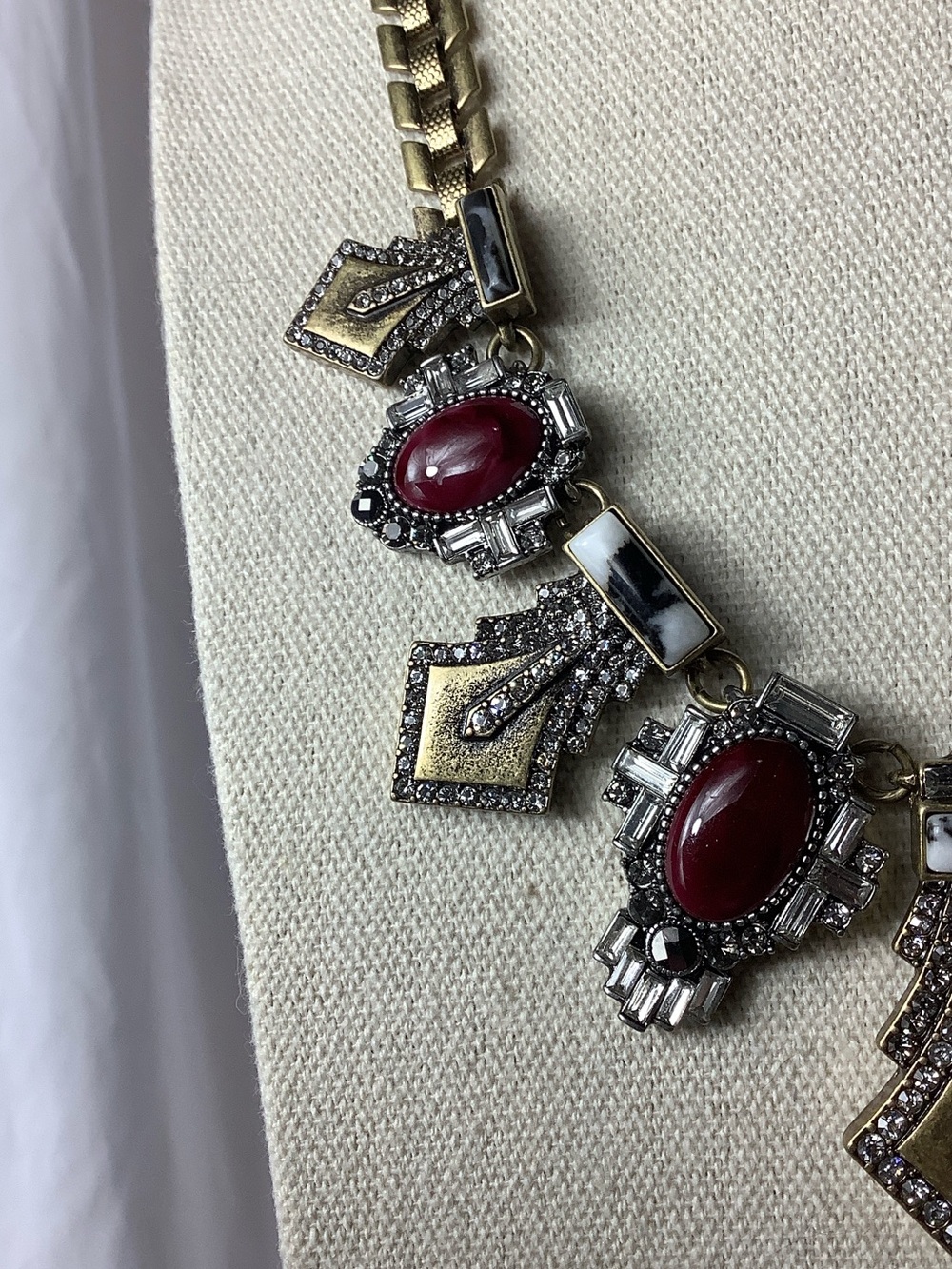 Chloe + Isabel Gold-Tone Necklace with Red Cabochons and Clear Stones - Picture 2 of 5